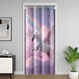 Homemissing Unicorn Glitter Kapı Perdesi Gizlilik Peri Kalesi Dolap Örtüsü Yatak Odası Oturma Odası için Rüya Gibi At Baskılı Oda Bölücü Perde 150 x 203 cm Sihirli Tek Boynuzlu At Karartma Ev Dekoru