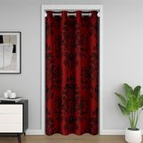 Homemissing Vintage Gotik Çiçekli Kapı Perdesi Gizlilik 86x203cm Kırmızı Siyah Damask Çiçekli Oda Bölücü Perde Bohem Egzotik Dolap Örtüsü Lüks Kraliyet Jakarlı Pencere Uygulamaları