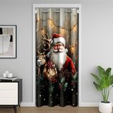 Homemissing Vintage Noel %30 -%50 Oda Karartma Perdesi Noel Baba Kapı Perdesi Kapı Geçidi Gizlilik için 132 x 203 cm Noel Noel Geyiği Geyik Odası Bölücü Perde Örtüsü Noel Noel