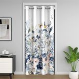 Homemissing Vintage Retro Çiçek Kapı Perdesi Kapı Pencere için 150x203 cm Okaliptüs Yaprağı Isı Yalıtımlı Geçici Oda Bölücüler Girly Lacivert Suluboya Pastel Shabby Dolap Örtüsü Bitki Botanik