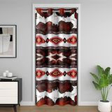 Homemissing Western Aztek Kapı Perdesi Kapı Perdesi Gizlilik İnek Derisi İnek Baskılı Retro Kürk Dolap Örtüsü Boho Rustik Çiftlik Evi Tarzı Oda Bölücü Perde 150 x 203 cm Egzotik Geometrik Kararan