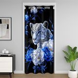 Homemissing Yaban Hayatı Leopar Kapı Perdesi Kapı Pencere için 86 x 203 cm Vahşi Hayvan Isı Yalıtımlı Geçici Oda Bölücüler Çiçek Desenli Dolap Örtüsü Çita Baskılı Yatak Odası Oturma Odası