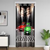 Homemissing Yarış Arabası Kırmızı Yeşil Yalıtımlı 132 x 203 cm Yarış Arabası Siyah Kapı Perdesi Pencere Uygulamaları için Gizlilik Canlı Kapı Örtüsü Perde Otomobil Odası Bölücü Perde Kapağı