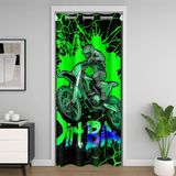 Homemissing Yarış Motokros Binici Kapı Perdesi, Kapı Gizliliği için, 86 x 203 cm 1 Panel, Kir Bisiklet Klozet Örtüsü, Yeşil Petek Baskılı Oda Bölücü Perde, Ekstrem Sporlar Yatak Odası Oturma Odası