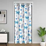 Homemissing Yay Kapı Kapı Kapı Gizlilik Mavi Sevimli Çiçekli Dolap Örtüsü Yatak Odası Oturma Odası Kalp İlmek Desenli Oda Bölücü 106x213 cm Beyaz Arka Plan Karartıcı Karartma Krem Taban Ev Dekoru