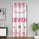 Homemissing Yay Kapı Perdesi Kapı Pencere için 132x213cm Ilmek Isı Yalıtımlı Geçici Oda Bölücüler Pembe Yay Klozet Kapağı Kawaii Yatak Odası Oturma Odası 7. Doğum Günü Mikrofiber