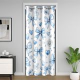 Homemissing Yay Kapı Perdesi Kapı Pencere için 150x203 cm Fiyonk Isı Yalıtımlı Geçici Oda Bölücüler Kawaii Çiçekli Dolap Örtüsü Kalp Aşk Yatak Odası Oturma Odası Deniz Mavisi Mikrofiber