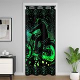 Homemissing Yeşil Kir Bisiklet Kapı Perdesi Gizlilik için Ekstrem Spor Odası Bölücü Perde Yarış Motokros Binici Motosiklet %30 -% 50 Oda Karartma Perdeleri 150 x 203 cm Galaksi Pencere Uygulamaları