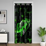 Homemissing Yeşil Yarış Araba Klozet Kapı Kapağı Perde forroom 86x203cm Hız Spor Araba Kapı Perdesi Kapı Gizliliği için Geometrik Petek Oda Bölücü Perde Örtüsü Ekstrem Sporlar Pencere Uygulamaları