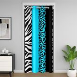 Homemissing Zebra Çizgili Kapı Perdesi Kapı Perdesi 86 x 203 cm Leopar Baskılı Isı Yalıtımlı Geçici Oda Bölücüler Zebra Leopar Kürk Klozet Örtüsü Vahşi Hayvan Derisi Yatak Odası Oturma Odası Balck