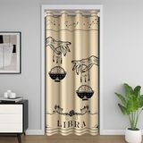 Homemissing Zodyak Terazi Kapı Perdesi Kapılar için Gizlilik 150x203 cm 1 Panel Burç Koyu Akademi Dolap Örtüsü Vintage Retro Oda Bölücü Perde Seti Gül Çiçek Yatak Odası Oturma Odası