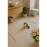 HOMEMOME Pamuklu Banyo Paspası Osmanlı 2'li Takım Ekru 60*100 & 50*60
