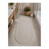 HOMEMOME Pamuklu Oval Banyo Paspası 2'li Takım Açıkgri 60*100 & 50*60