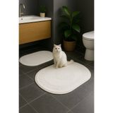 HOMEMOME Pamuklu Oval Banyo Paspası 2'li Takım Beyaz 60*100 & 50*60