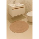 HOMEMOME Pamuklu Yuvarlak Banyo Paspası Bej Renk 120*120