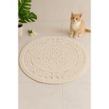 HOMEMOME Yuvarlak Banyo Paspası 60x60 Krem Renk