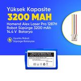 Homend Alex Laser Pro 1287H Robot Süpürge 3200 Mah 14.4 V Batarya – Orjinal Uyumlu Uzun Ömürlü, Yüksek Performans Pil