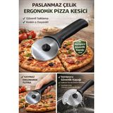 Homeneeds Paslanmaz Çelik Pizza Kesici Rulet | Hamur, Börek, Mantı ve Erişte Kesme Aparatı | Ergonomik Mutfak Dilimleyici