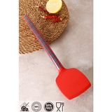 Homenıva 1 Adet Kırmızı Ekose Silikon Uçlu Spatula - Yanmaz Yapışmaz