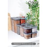 HOMENIVA 12'li Mega Set Kare Erzak Saklama Kabı - 4x 0,55lt 1,2 Lt 1,75lt Antrasit