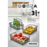 Homeniva 3’lü Mega Platin Buzdolabı ve Dolap Içi Organizeri - Kırılmaz Ultra Sağlam Düzenleyici Kutu