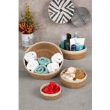 HOMENIVA Naturel Beyaz Şeritli 4 Boy Hasır Sepet Banyo Organizer