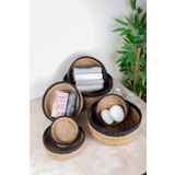 HOMENIVA Naturel Siyah Şeritli 7 Boy Hasır Sepet Banyo Organizer