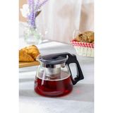 HOMENIVA Siyah Süzgeçli Cam 1100 ml Demlik