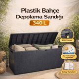 Homenter Bahçe Depolama Sandığı 340 L | Kilit Yuvalı | Iç & Dış Mekan - Antrasit