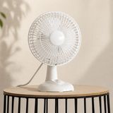 Homenter Masaüstü Vantilatör 15 cm | 16W Güç | 2 Kademeli Hız Ayarı | Ayarlanabilir Açılı Mini Fan Beyaz