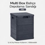 Homenter Multi Box Bahçe Depolama Sandığı 90 L | Kilitlenebilir | Iç & Dış Mekan - Antrasit