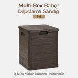 Homenter Multi Box Bahçe Depolama Sandığı 90 L | Kilitlenebilir | Iç & Dış Mekan - Kahverengi