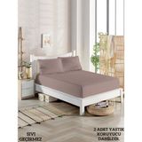 Homenup 120X200 Tek Kişilik Sıvı Geçirmez Yatak Koruyucu Alez Seti %100 Pamuk Kapitoneli Fitted Bej - 120 x 200 cm