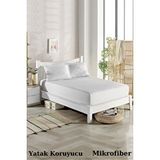 Homenup 160x200 Kapitoneli Çift Kişilik Alez Yatak Koruyucu Mikrofiber Beyaz