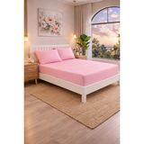 Homenup 90X190 Tek Kişilik Lastikli Çarşaf (Nevresim Kumaşı) Pamuk-Polyester Pembe