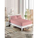 Homenup 90X190 Tek Kişilik Sıvı Geçirmez Yatak Koruyucu Alez Seti %100 Pamuk Kapitoneli Fitted Pembe - 90 x 190 cm