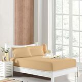 HOMENUP Tek Kişilik Çift Kişilik Lastikli Çarşaf Takımı Nevresim Kumaşı Pamuk Polyester 90x190 100x200 120x200 140x200 150x200 160x200 180x200 200x200 (Bej, 100x200 Tek Kişilik)
