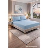 HOMENUP Tek Kişilik Çift Kişilik Lastikli Çarşaf Takımı Nevresim Kumaşı Pamuk Polyester 90x190 100x200 120x200 140x200 150x200 160x200 180x200 200x200 (Mavi, 200x200 Battal Boy)