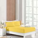 HOMENUP Tek Kişilik Çift Kişilik Lastikli Çarşaf Takımı Nevresim Kumaşı Pamuk Polyester 90x190 100x200 120x200 140x200 150x200 160x200 180x200 200x200 (Sarı, 90x190 Tek Kişilik)