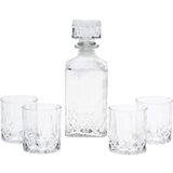 HomePlaceEU Viski ve şarap dekantör seti, 900 ml, 4 viski bardağı, 230 ml, hediye kutusunda