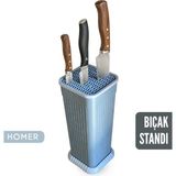 Homer Bıçak Standı Tezgah Üstü Bıçaklık Organizer Evrensel Tutucu Mutfak Düzenleyici Hijyenik (Tüm Bıçaklara Uygun) - Fırtına Mavisi