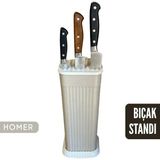 Homer Universal Bıçak Standı ve Organizeri - Yıkanabilir Izgaralı Tezgah Üstü Bıçaklık (Tüm Bıçaklara Uygun) - Bej