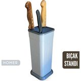 Homer Universal Bıçak Standı ve Organizeri - Yıkanabilir Izgaralı Tezgah Üstü Bıçaklık (Tüm Bıçaklara Uygun) - Füme - Gri
