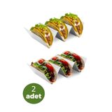 Homerest 2 Adet 3 Bölmeli Taco Standı, Çelik Hamburger Waffle Ekmek Sandviç Tost Taco Servis Sunum Standı