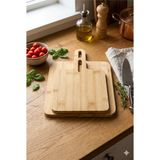 Homerest 2'li Doğal Bambu Kesme Tahtası ve Sunum Seti - 30X24 cm ve 24X17 cm Dikdörtgen Mutfak Servis Tahtası
