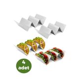 Homerest 4 Adet Taco Tutucu Servis Standı, Paslanmaz Çelik Tako Standı, Hamburger Ekmek Sandviç Sunum Standı