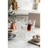 Homerest 6'lı Ayaklı Kahve Yanı Su Bardağı Seti Lüks Kristal Kesim Cam Sunum Bardağı Modern Bohem Şık Tasarım - Şeffaf