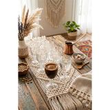 Homerest 6'lı Ayaklı Kahve Yanı Su Bardağı Seti Vintage Kristal Kesim Bohem Şık Sunum Kadeh Takımı - Şeffaf