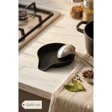 Homerest Siyah Kepçe Altlığı 12X10 cm Mutfak Tezgah Üstü Kaşıklık Modern Tasarım Isıya Dayanıklı Şık Düzenley