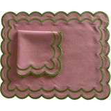 Homes & Seasons Florence Yeşil Pembe Amerikan Servis Peçete Seti - Yeşil - Pembe - Standart